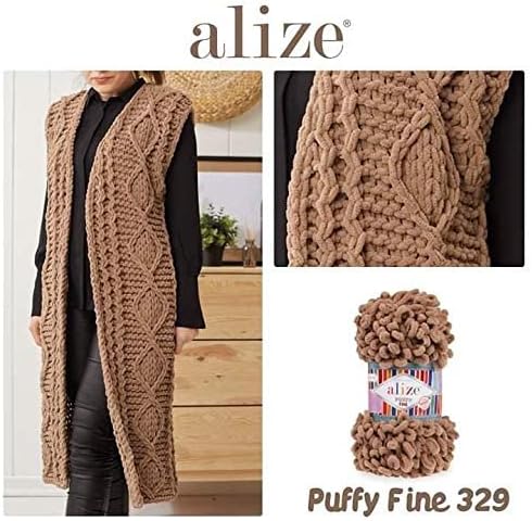 Alize Puffy Fine Baby Blanket Small Loop 100% Micropolyester Soft Yarn Lot of 4skn 400gr 64yds (268 - Dove)......