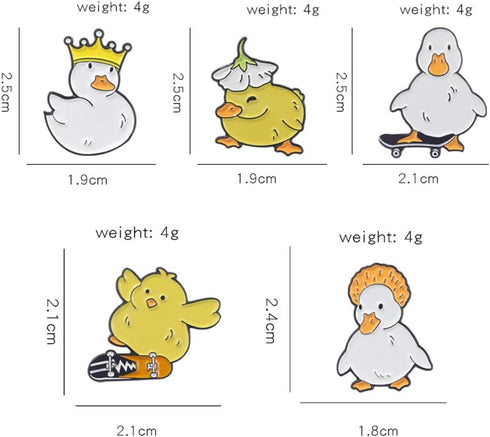 Duck Brooch Set Cartoon Duck Brooches Badges Funny Enamel Brooch Cute Little Yellow Duck Brooch Metal Badge White Duck Crown Duck Corsage Pin for ...