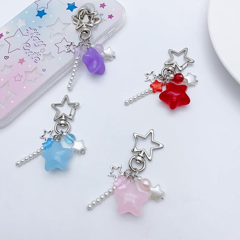 Meefisher Cute Star Charms, Y2K Kawaii Keychain Charm, Aesthetic Accessories Keyring for Women Bag Charms Pendant...