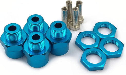 4Pcs 12mm to 17mm Wheel Hex Hub Adapter Conversion Extension for 1/10 RC Car Upgrade 1/8 Tires/Off-Road/Short Card/Big Foot tire(Blue)...