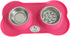 Double Pet Bowl with Silicone Mat Slow Feeder Pink...