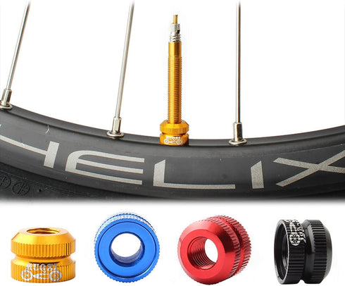 2 Packs Bike Vacuum Tire Presta Valve Nut Bicycle Inner Tube Valve Nuts with Sealed O Rings for Mountain Road Bikes Accessories Cycling Parts (Blu...