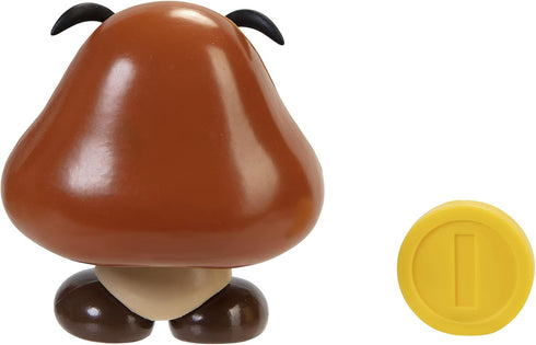 Super Mario Action Figure 4 Inch Goomba Collectible Toy with Coin Accessory...