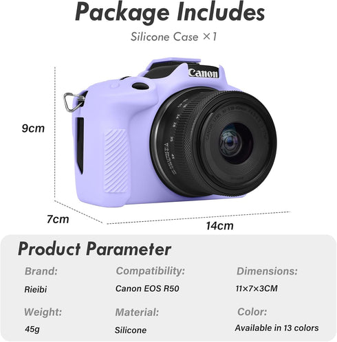 Rieibi EOS R50 Case, Soft Silicone Protective Case for Canon EOS R50 EOSR50 Camera, Lightweight EOS R50 Camera Case - Purple...