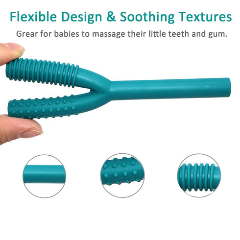 Teether Tubes for Babies 3-6 Months, 3 Pack Silicone Hollow Chew Tube Toy for Autistic Children, Y Shape Chewable Straw Baby Teether Toys for Infa...