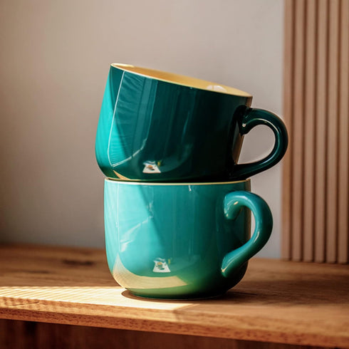 Sicaluya Porcelain Large Oatmeal Mug with Lid, 23 oz (680mL) Wide Coffee Mug, Breakfast Cup and Soup Bowl, Microwave and Dishwasher Safe, Ceramic ...