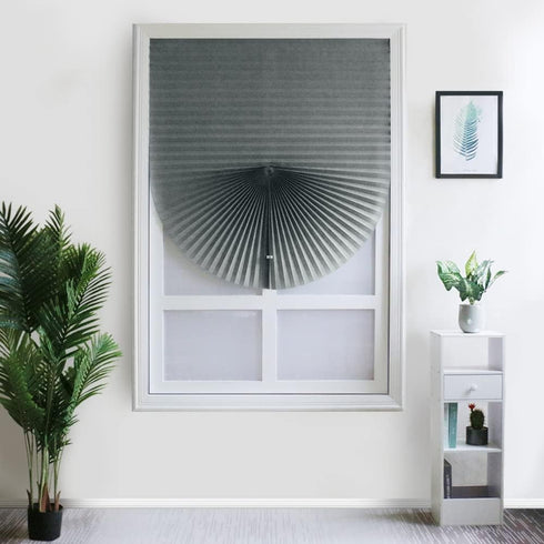 2 Pack Temporary Blinds for Window, Self Adhesive Pleated Blinds Cordless No Drill Fabric Blinds Room Darkening Shades Blackout Shades for Bathroo...