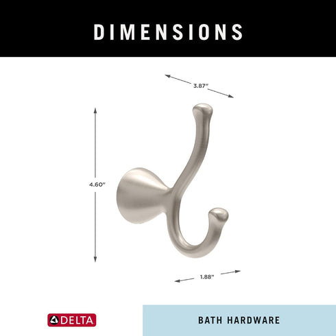 Delta ARV35-DN Arvo Double Towel Hook Bath Hardware Accessory in Brushed Nickel...