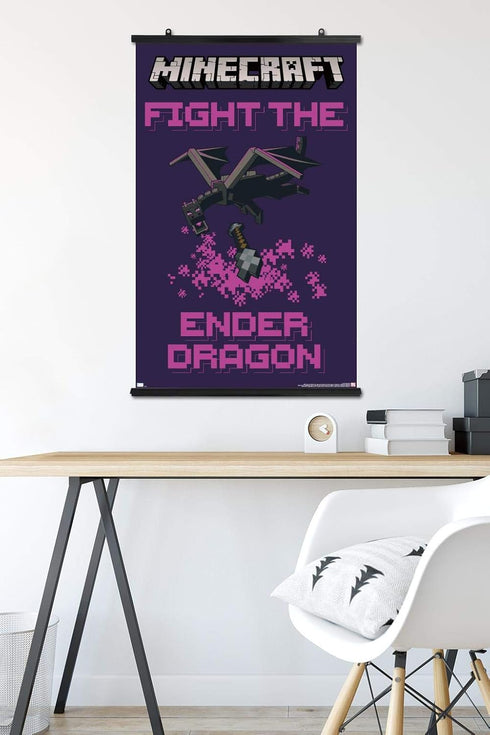 Trends International Minecraft - Fight The Ender Dragon Wall Poster, 34L x 22.4W, Premium Poster & Clip Bundle...