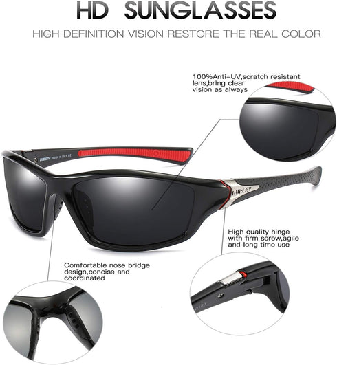 DUBERY Mens Sports Polarized Sunglasses 100% UV Protection Driving Cycling Fishing Shades D120...