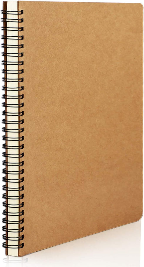 EUSOAR Kraft Hardcover Spiral Notebook, A5 1pack 5.5"X8.3" 160 Pages College Ruled Lined Travel Writing Notebooks Journal, Memo Notepad Sketchbook...