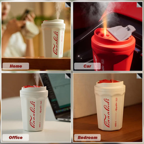 Portable Mini Humidifier, 400ml Small Cool Mist Humidifiers USB Rechargeable Humidifier Cordless Personal Desk Ultrasonic Humidifier for Bedroom, ...