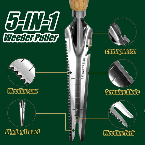 Innovative Weeder Puller Garden Hand Tool - Versatile 5-in-1 Weeding Tool for Dandelion Weeder Root Removal, Moss Remove, Gardening Knife, Trimmin...