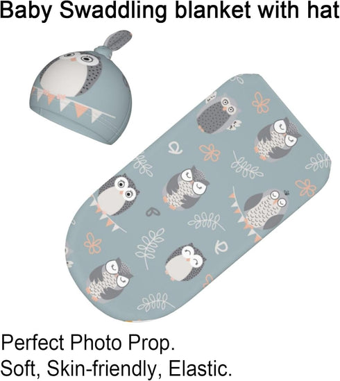Swaddle Blanket for Baby, Swaddling Sleeping Sacks, Unisex Baby Stuff with Hat, Owl...