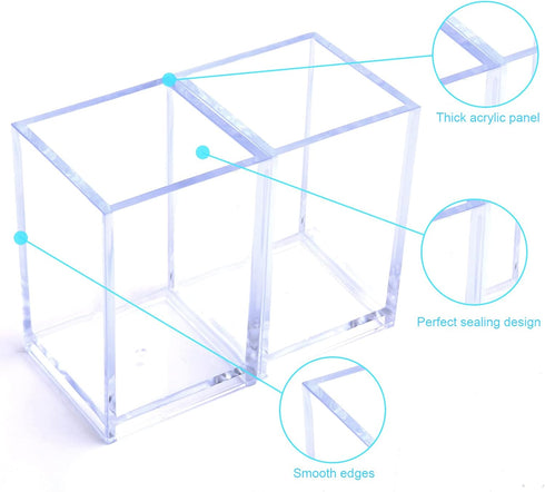 Acrylic Pen Holder, 3 Pcs Clear Pencil Holders for Desk, Makeup Brush Holder Cup Organizer, Stationery Storage Desktop Accessories for Office Scho...