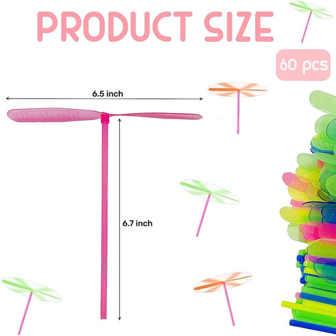 36 Pieces Hand Helicopter Spinner Hand Rub Plastic Propeller Outdoor Flying Plastic Dragonfly Toy Random Color Toy Helicopte...