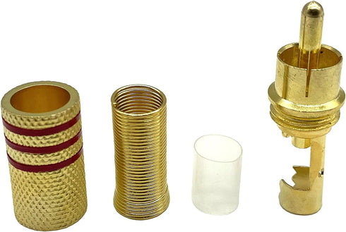 RCA Stereo Male Connector Plug,Spring Coaxial Audio Solderless Red and Black Circle Metal Gold-Plated Connector Adapter(4-Pack)...