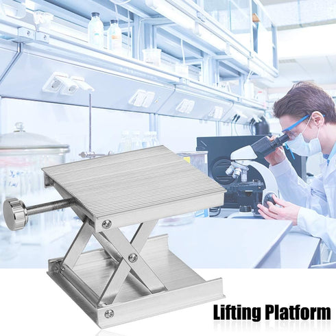 Lab Scissors Jack, Laboratory Support Jack Platform with Black Hand Wheel, Adjustable Stable Aluminum Alloy Lifting Platform, Manual Control Lab L...