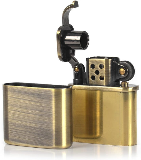 Antique Style Lift Arm Kerosene Brass Metal Windproof Lighter for Collection Decorative Gift (Bronzy)...