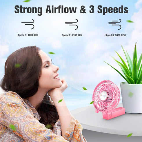 VersionTECH. Mini Handheld Fan, USB Desk Fan, Small Personal Portable Table Fan with USB Rechargeable Battery Operated Cooling Folding Electric Fa...