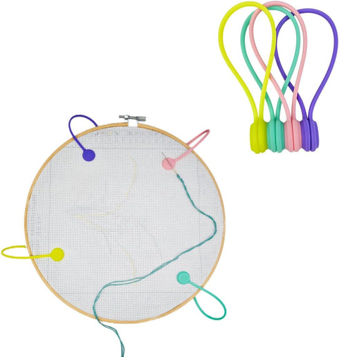 4 pcs Magnetic Needle Minders Silicone Fabric Clips, Macron Color Magnetic Needle Keeper Needle Nanny for Cross Stitch Embroidery Needlework Acces...