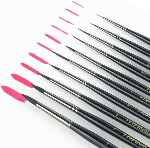 Transon 10pcs Small Detail Miniature Model Painting Brush Set for Acrylic Watercolor Gouache Ink Tempera and Body Painting...
