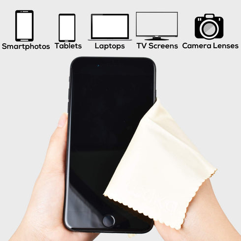 waka 10 Pack Upgraded Microfiber Cleaning Cloth, 6x7 Lint Free Cloth for Eyeglasses, Camera Lens, Cell Phones, LCD Screens, Computers, CD DVD, Eye...