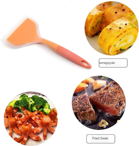 Omelette Spatula 10-Inch Silicone Pancakes Shovel Durable Heat-resistant Wide Spatula Turner Nonstick Fried Shovel for Eggs Crepes Brownies Fish P...