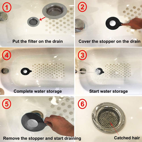 2PCS Bathtub Stopper Hair Catcher Kit, Bathtub Drain Strainer, Tub Stopper Plug Cover, Sink Filter, Silicone Drain Stopper for Bathroom, Laundry (...