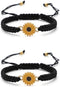 Sunflower Bracelets Adjustable Boho Sunflower Daisy Charm Bracelets Handmade Braided Rope Friendship Matching Bracelets Promise Bracelets for Coup...