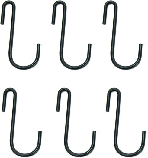 Huji Black S Shaped Heavy Duty Hanging Hooks for Kitchenware Pots Pans Utensils (Set of 6 Hooks)...