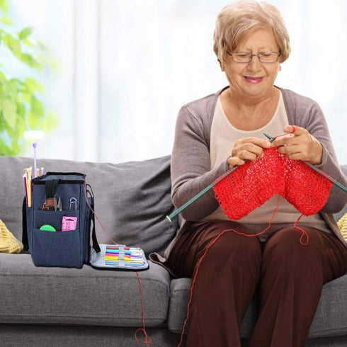 SumDirect Yarn Bag, Knitting Organizer Tote Bag Portable Storage Bag for Yarns, Carrying Projects, Knitting Needles, Crochet Hooks, Manuals and Ot...