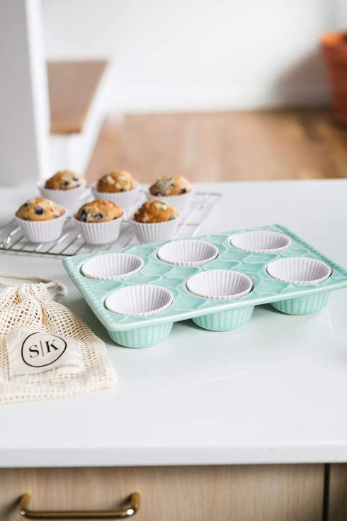 The Silicone Kitchen Reusable Silicone Baking Cups, Non-Toxic, BPA Free, Dishwasher Safe, Regular, Pack of 12, Designer White...