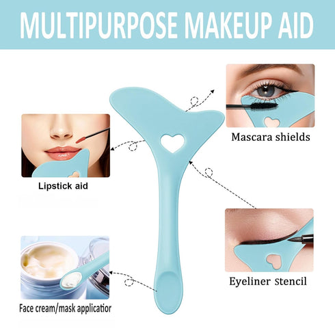 Eyeliner Stencils 2Pcs Reusable Silicone Eyeliner Aid Mascara Shield Multifunctional Makeup Stencil for Beginners Eyeliner Eyelash Eyeshadow Lipst...