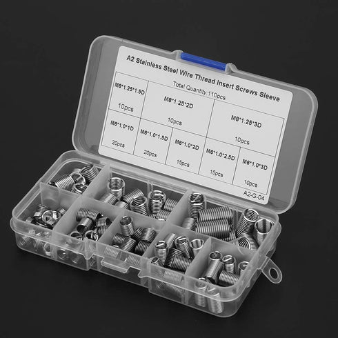 110pcs Coiled Wire Thread Insert Thread Screws, Stainless Steel Sleeve Set, Versatile Thread Repair Kit for Home Repair....