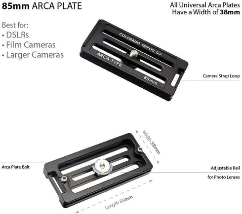 Colorado Tripod Arca Plates 85mm Universal Arca Swiss Quick Release Plate for Tripod Ball Head with Hand-Adjustable Stainless Steel Screw & Remova...