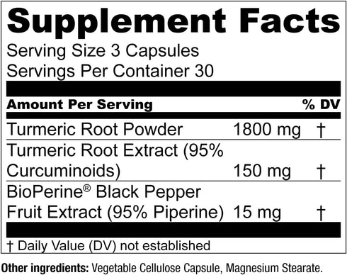 Essential Elements Turmeric Curcumin - Joint, Heart & Brain Support - with Bioperine for Increased Absorption 1950 mg - 90 Capsules...