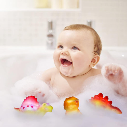 Light Up Bath Toys,6 Packs Floating Dinosaur Bathtub Toys for Toddlers,No Hole Baby Bath Toys for Kids,Great Birthday Christmas Easter for Boy and...