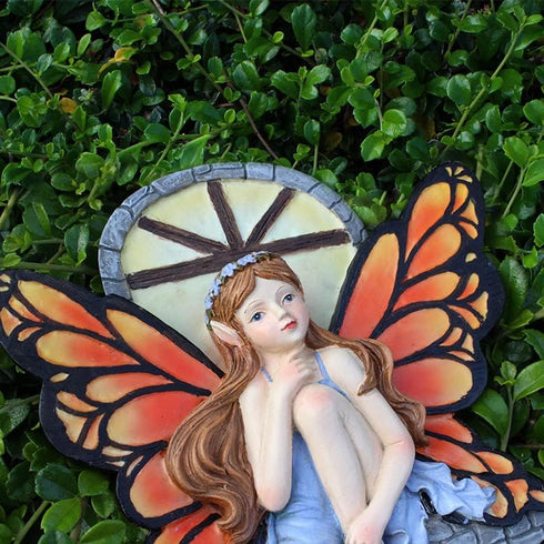 Fairy Out The Window Tree Hugger Garden Statue, Glow in The Dark Resin Fairy Figurine Wall Art Sculpture Outdoor Tree Faces Decor for Patio Lawn Y...