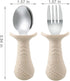PandaEar Baby Toddler Fork and Spoon Utensil Set, 6 Pack Silicone Stainless Steel Silverware Spoon Fork for Babies Toddler, BPA Free with Silicone...