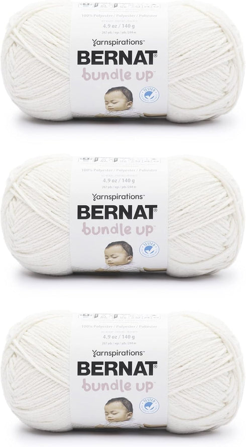 Bernat Bundle Up Marshmallow Yarn - 3 Pack of 141g/5oz - Polyester - 4 Medium (Worsted) - 267 Yards - Knitting, Crocheting & Crafts......