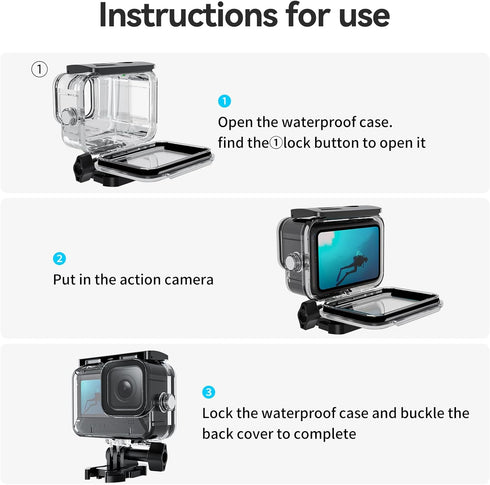 TELESIN Waterproof Case for GoPro Hero 12 Hero 11 Hero 10 Hero 9 Black, Underwater Dive Case Housing Shell Supports 60M/196FT Deep Diving Scuba Sn...