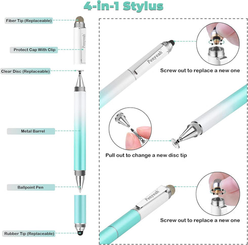 Penyeah Capacitive Stylus Pen (4 in 1),Universal Touch Screens Stylus Pen for iPad/Pro/iPhone/Android Phone/Samsung/Fire/Tablets and All Capacitiv...