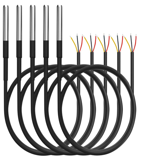 Aideepen 5pcs DS18B20 18B20 Waterproof Temperature Sensor Digital Thermal Stainless Steel Tube Probe 1 M/39.37''...