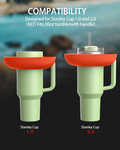 ALIENSX Snack Bowl for Stanley 40 oz Tumbler with Handle, Reusable Snack Ring for Stanley 40oz Cup, Silicone Snack Tray Bowl with Four Compartment...