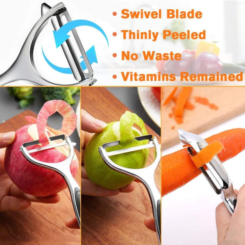 Vegetable Peeler, Potato Peelers for Kitchen Stainless Steel Multi-function Set Fruit Peeler For Kitchen and Household Tools Y & I Shape Swivel Bl...