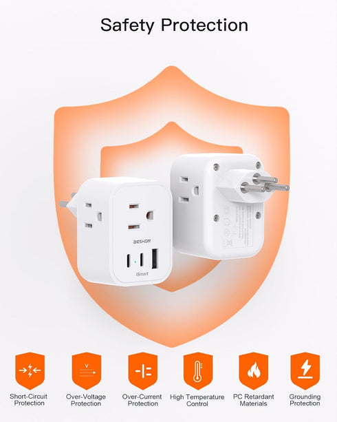 ?2 Pack? Switzerland Travel Plug Adapter, Type J Power Adapter with 3 Outlets, 3 USB Ports (2 USB C), Travel Essentials US to Switzerland, Rwanda,...