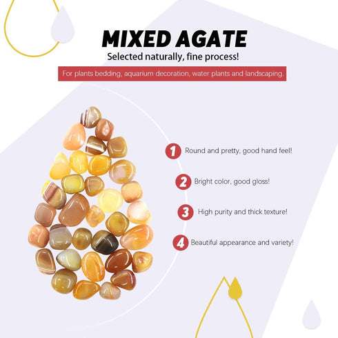 Hilitchi Yellow Agate Stone Tumbled Stones for Plants Cacti & Succulents Bedding, Vase Filler, Landscape Bottom Decoration (about 1lb(455g)/Bag)...