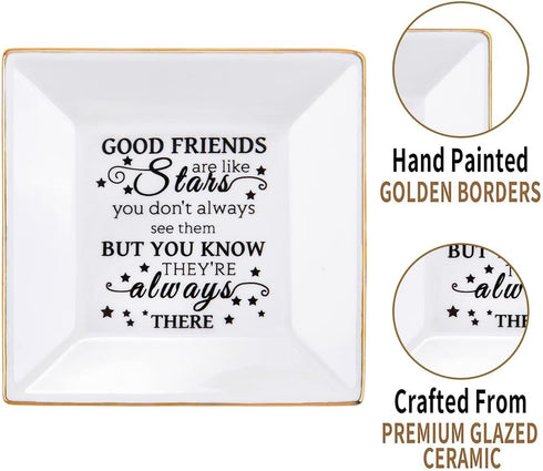 Friend Gifts for Women - Ceramic Ring Trinket Dish Jewelry Tray - Birthday for Her Best Friends Female - Friendship Gifts for Women Friends - Good...
