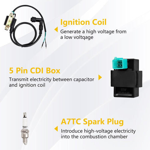 HIAORS Ignition Coil 5 Pin CDI Box for Tao Tao Coolster 110cc 125cc ATV Boulder B1 Baja Roketa Sunl Buyang Loncin Lifan Kazuma Meerkat Chinese 4 W...